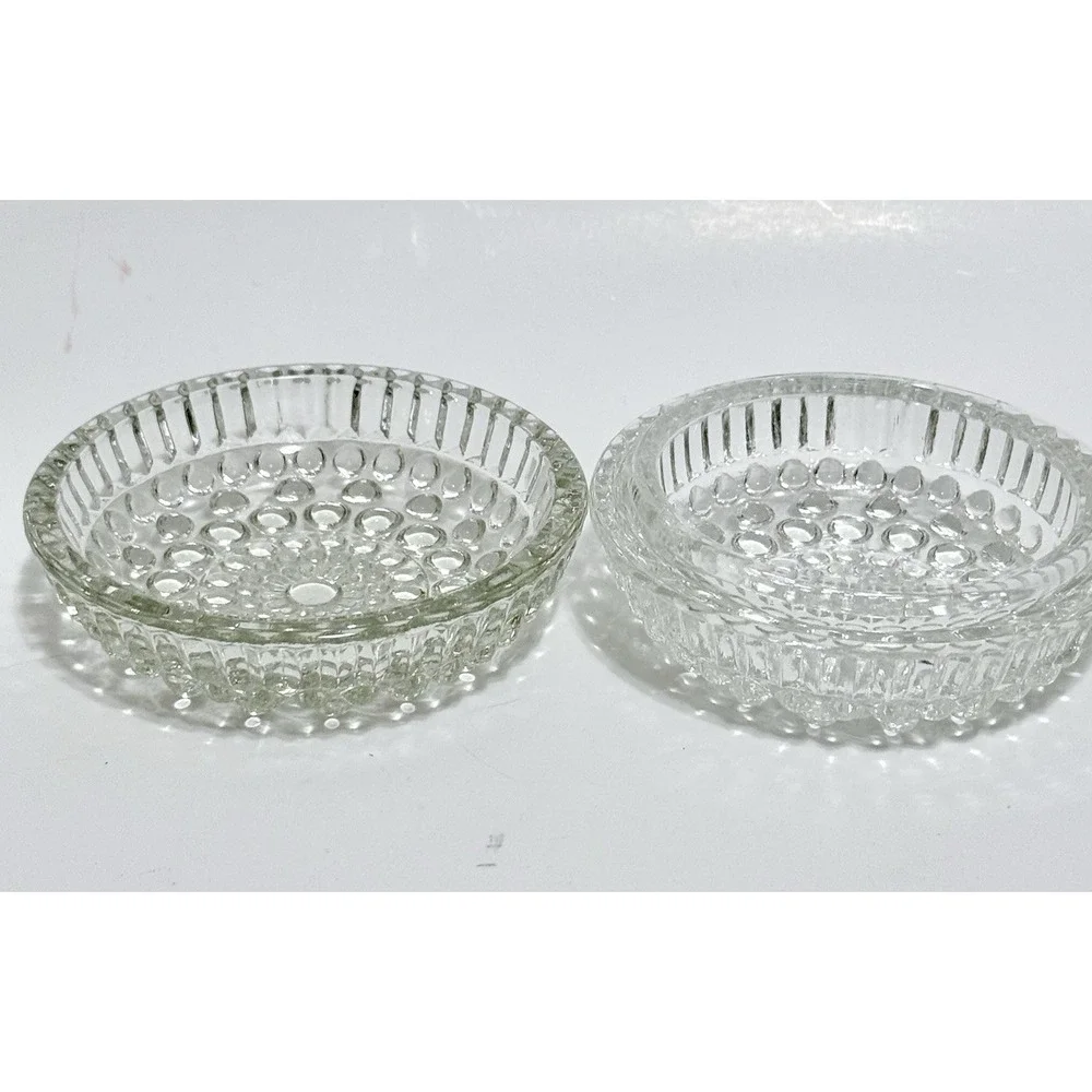 VTG Clear‎ Glass Hobnail Trinket Box W/ Lid Cottagecore Decor Jewelry Holder
